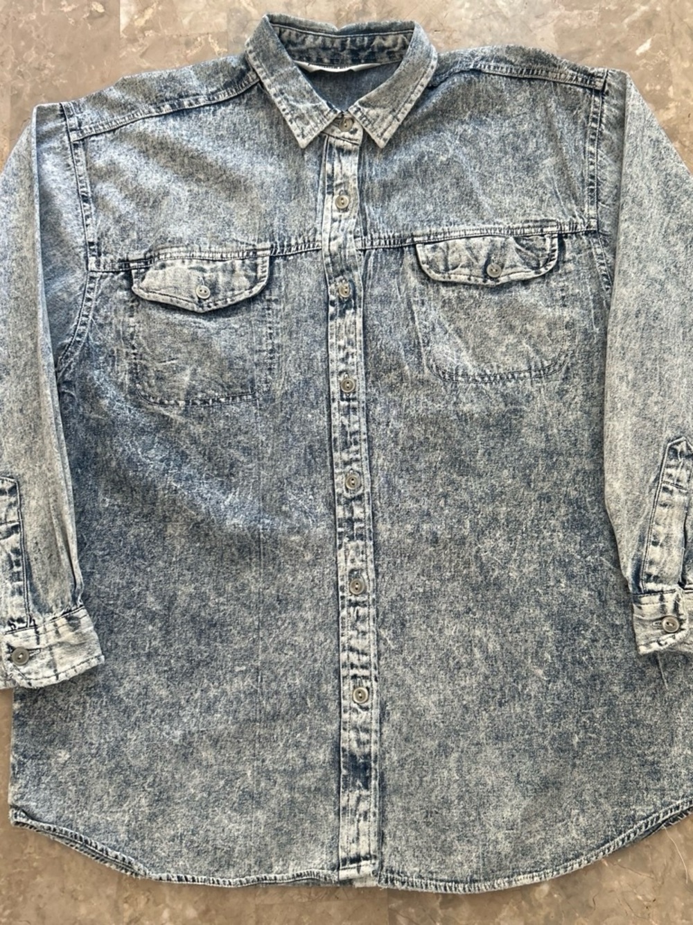 Vintage 1990s Anchor Blue Acid Wash Denim Shirt Women’s L 22x29 Grunge